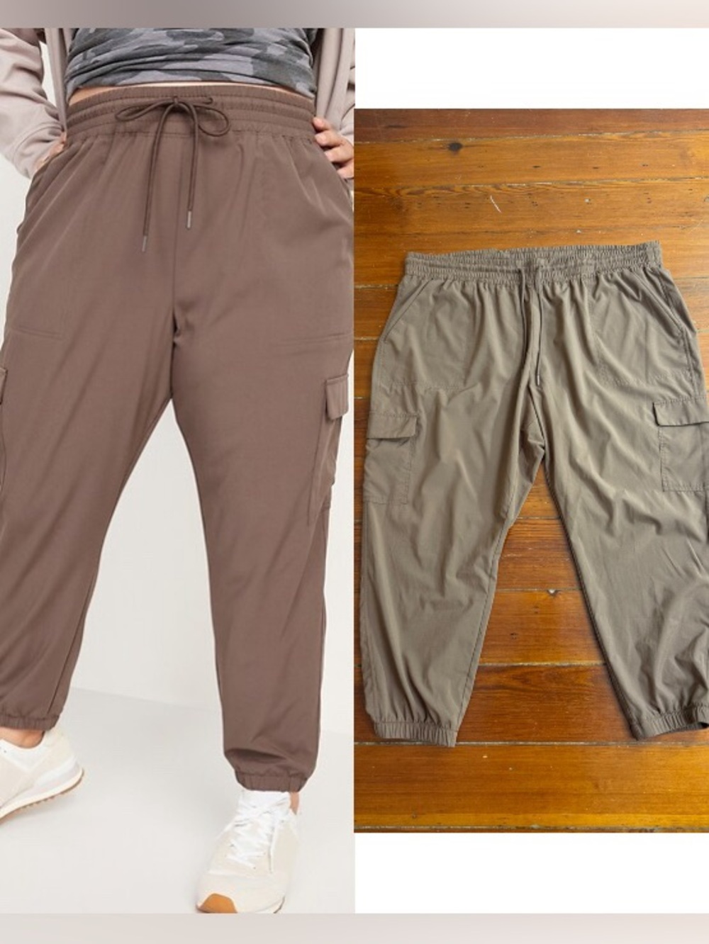 Old Navy High Waisted StretchTech Cargo Joggers in Brown Sz XXL 💚🍄